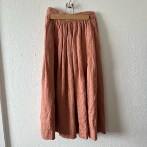 Not Perfect Linen Peachy Pink Midi Skirt